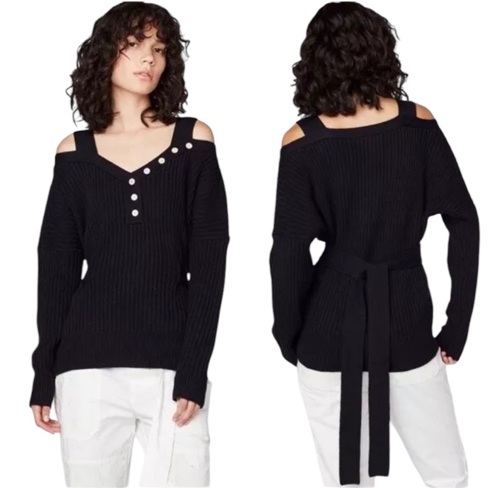 NWT Derek Lam 10 Crosby Black Cold Shoulder Sweater (J-1)